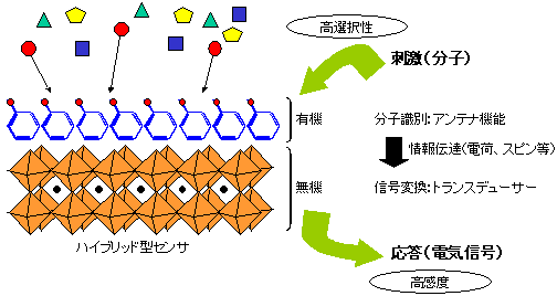 有機無機ハイブリッドセンサのコンセプト図