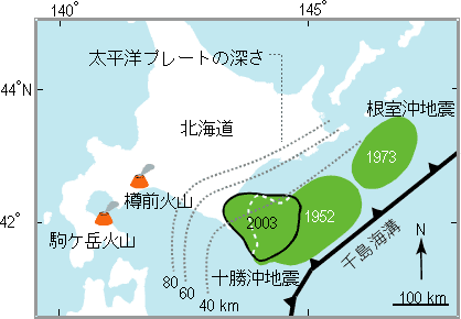 北海道南東の千島海溝沿いの図