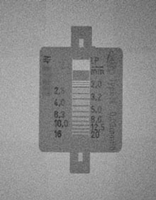 解像度測定用テストチャートのX線透過像（露光時間５分）
