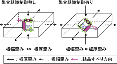 二軸引張り変形時の集合組織と成形性の関係図