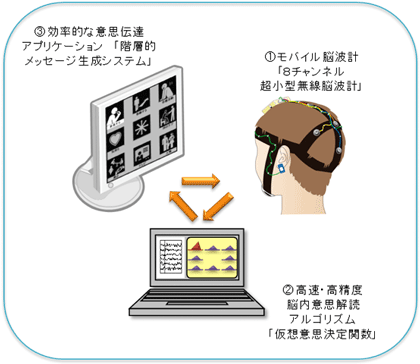 今回開発したブレイン-マシンインターフェースシステムの概要図