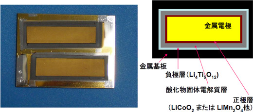今回試作した全固体型Liイオン電池の写真