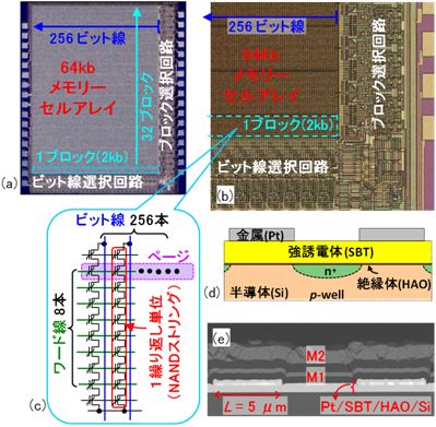 今回作製した64kb Fe-NANDフラッシュメモリーアレイの図