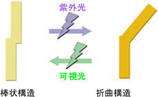 アゾベンゼンの光による構造変化の図