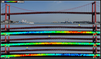 モアレを活用した検知技術による橋の変形検知実験の表示イメージ画像