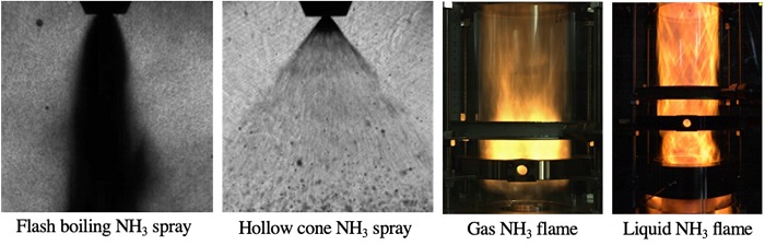 アンモニア噴霧と火炎