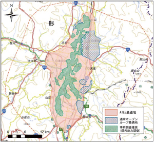 【図7】会津盆地における地中熱ポテンシャルマップ（予想熱交換量）