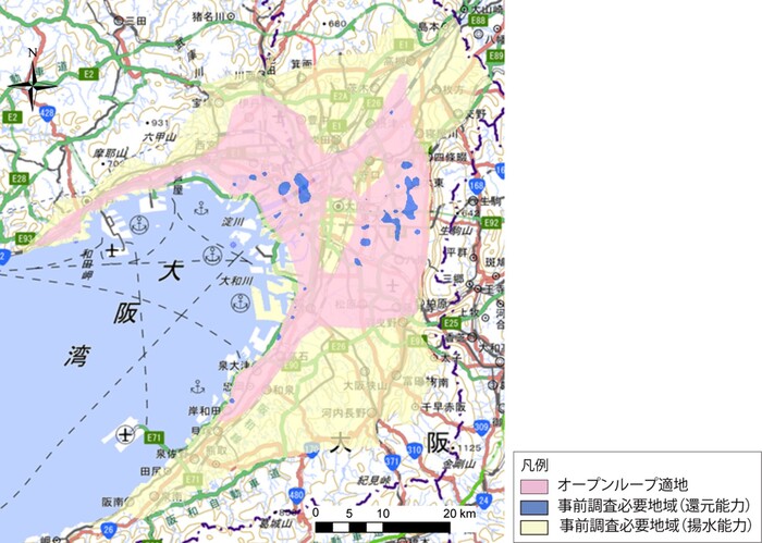 大阪平野におけるオープンループ式システムの適地マップ