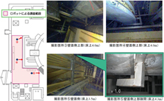 これまでのロボットが調査した建屋内の場所と写真（クリックすると大きな画像が開きます。）