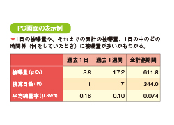 計測結果をPCで確認する際の表示例