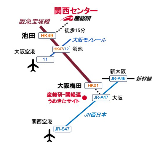 関西センターへの公共交通ルート
