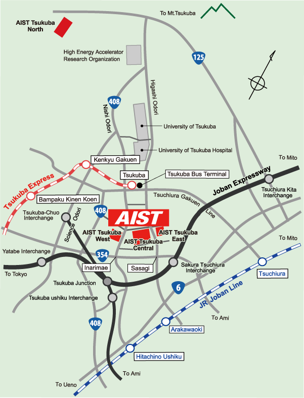 AIST Tsukuba access map
