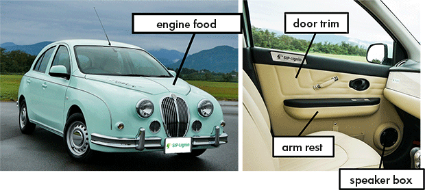 Figure: Prototype vehicle that uses modified lignin for interior and exterior parts