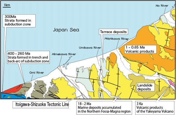 Figure: Geological outline map of the Itoigawa area