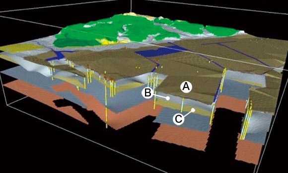 船橋から習志野付近の詳細3次元地質モデルの写真