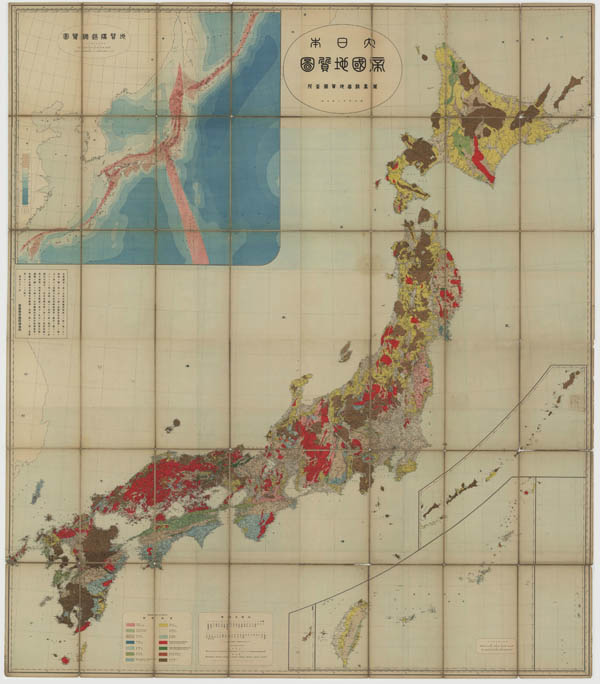 図３　1899年に作成された100万分の１サイズの「大日本帝国地質図」の画像