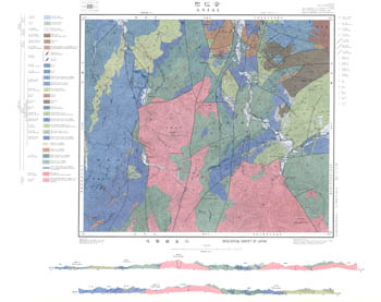 図６－１　1955年版「阿仁合」地域の地質図幅の画像。