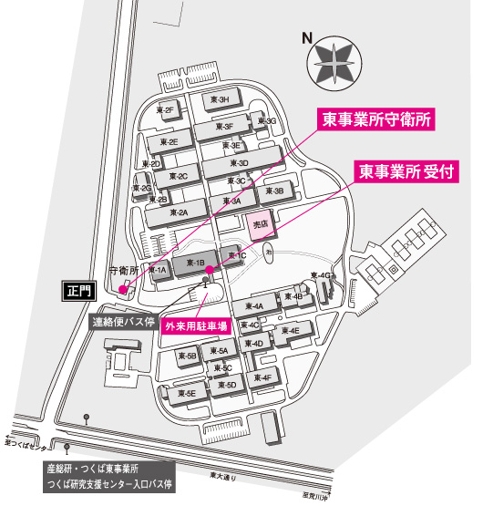 つくば東構内案内の図