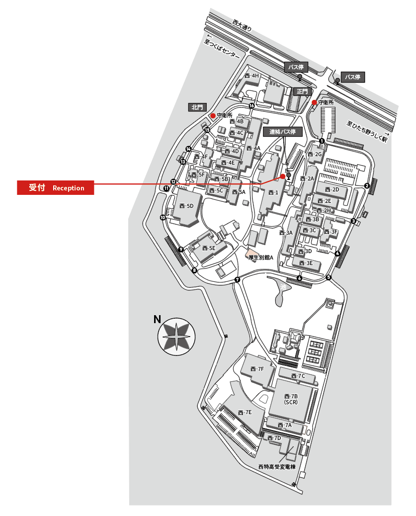 つくば西構内案内図