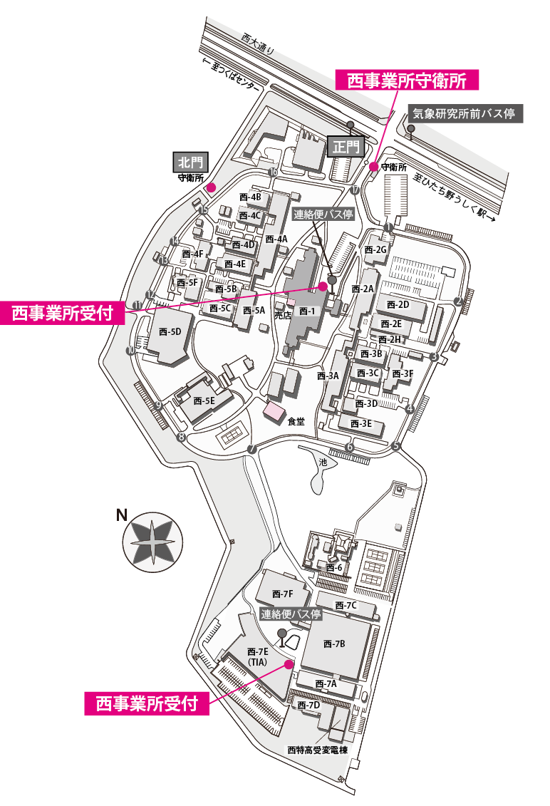つくば西構内案内図