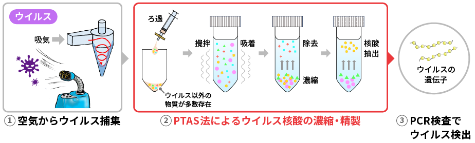 ウイルスセンシングの手順を示した図