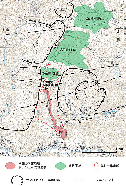 崩壊地周辺の地形判読結果の図