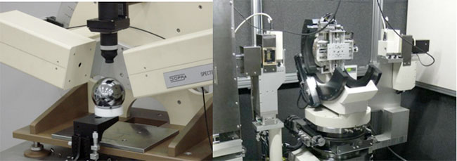 分光エリプソメーター（左）とX線反射率法による膜厚測定装置（右）の写真