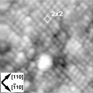 単一分子層窒化したシリコン(001)表面のUHV-STM像写真