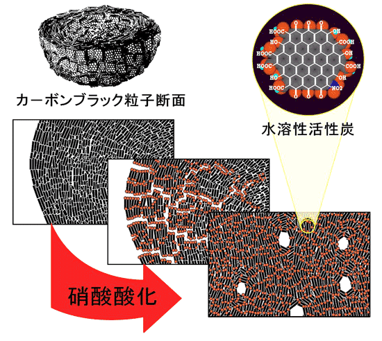 水溶性活性炭の生成モデル図