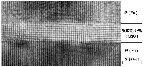 TMR素子の断面の電子顕微鏡写真