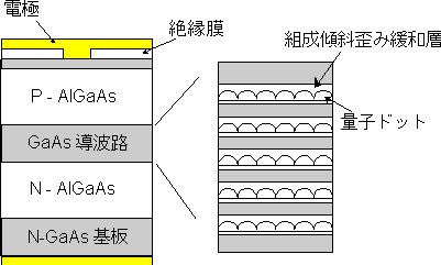 量子ドットレーザの断面構造図