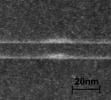 結合量子ドットの断面透過電子顕微鏡写真