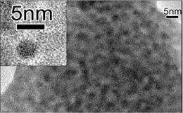 合成した量子ドットの高分解透過電子顕微鏡写真