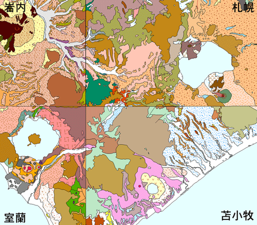 シームレス化する前の北海道南西部の20万分の1地質図幅の画像