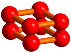 固体酸素ε相中で発見されたO8クラスターの構造図
