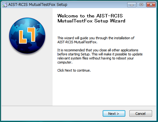 「MutualTestFox」のインストール画面の画像