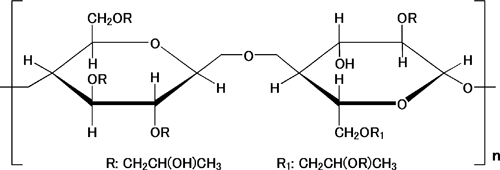 ヒドロキシプロピルセルロースの構造図