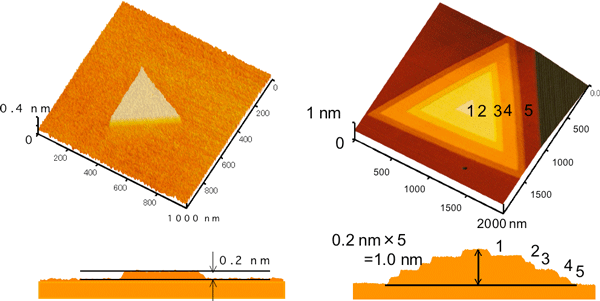 0.2nmの高さステップを持つダイヤモンドナノ構造図