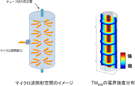 円筒型空間内のTM010電界強度分布図