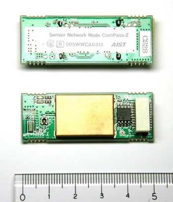 開発したIEEE 802.15.4無線センサーネットワーク用デバイスの写真