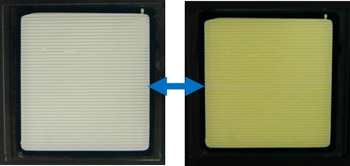 金属配線を施した素子の色変化挙動の写真