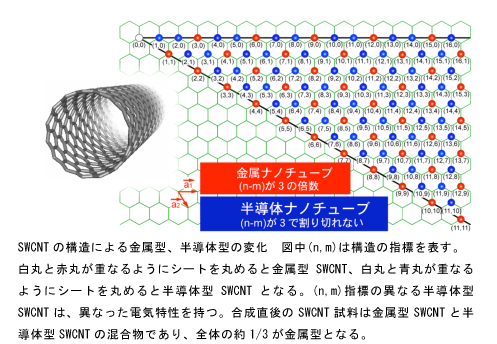 単層カーボンナノチューブ（SWCNT）の説明図