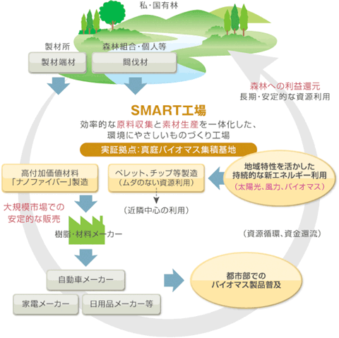 サステイナブルな林工一体型事業モデルの図