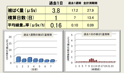 小型放射線積算線量計の測定記録のパソコン表示画面の例の図