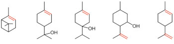 テルペンの例の構造式
