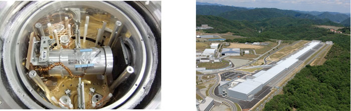 XFEL用極低温放射計(左)/XFEL施設SACLA（右）の写真