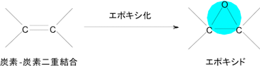 エポキシ、エポキシ化、エポキシドの説明図