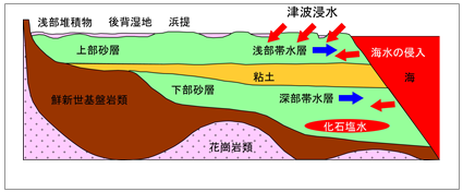 図1 今回調査した地域の地下水環境概念図の図