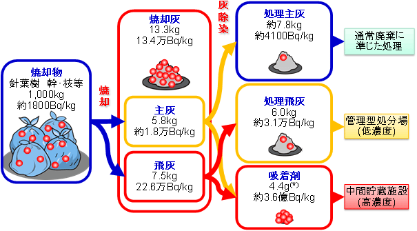 本試験で得られた知見から推定される汚染物の処理フローの一例の図