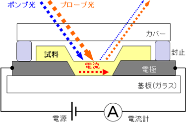 今回開発した電荷の輸送特性を評価する手法の図